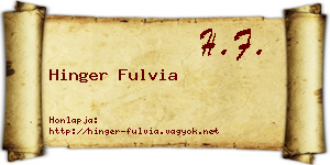Hinger Fulvia névjegykártya